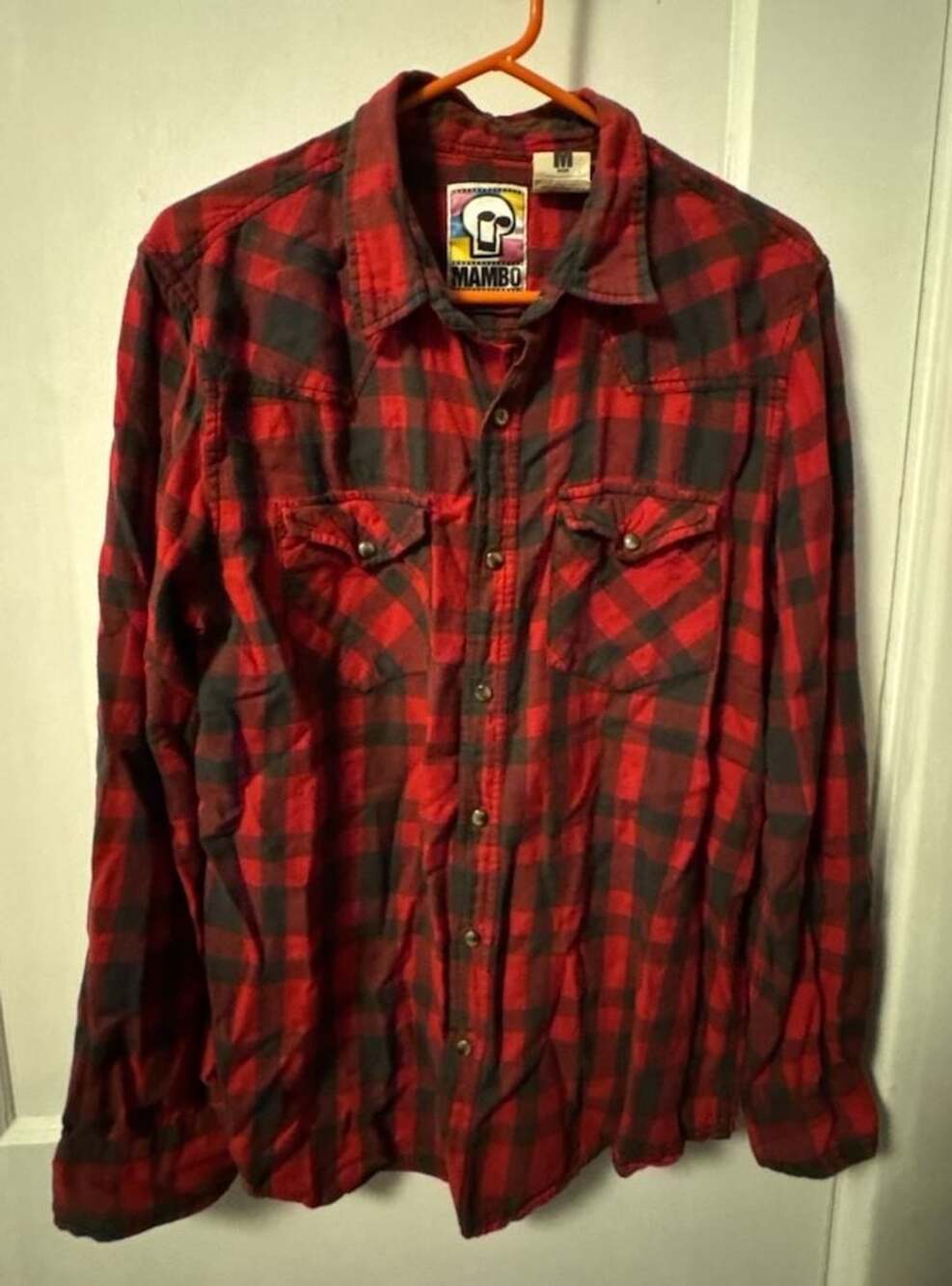 Mambo Australia Red and Black Plaid Western Flannel Shirt Size M